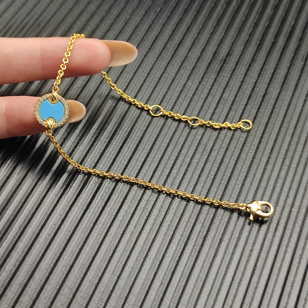 David Yurman Gold Round Turquoise Bracelet with Diamonds - Picture 5 of 6